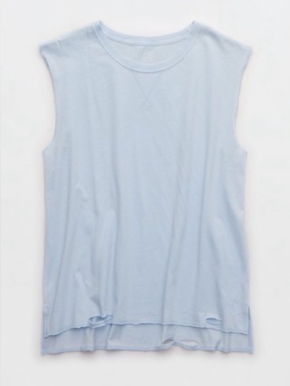 Offline by aerie distressed dolman Sleeveless Raw-Hem Tank Top - light blue